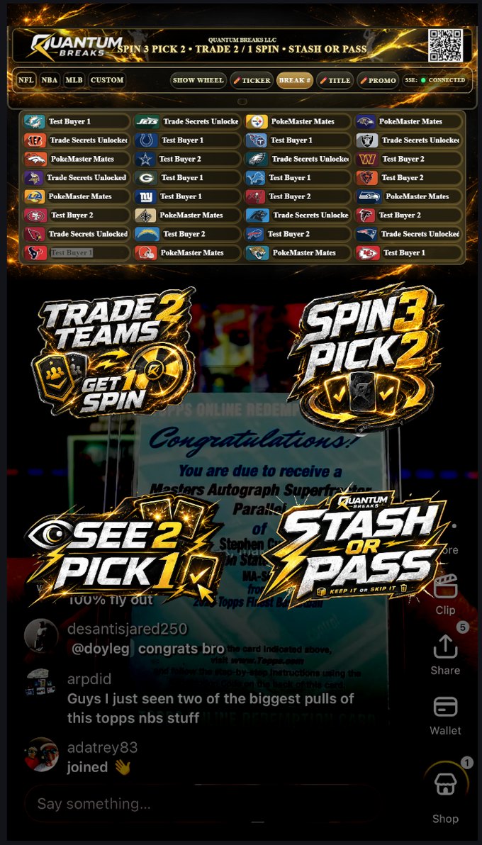 TSU overlay, live sold-list view